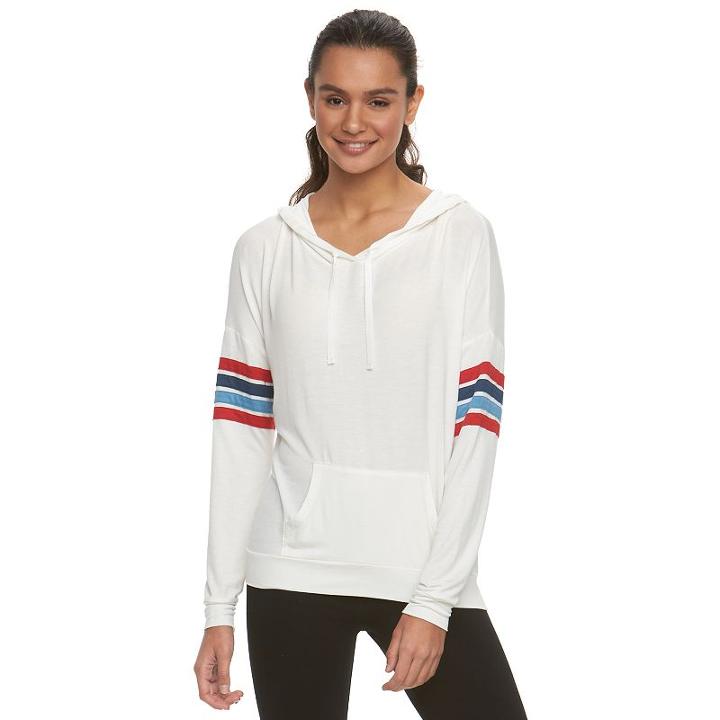 Juniors' Pink Republic Supersoft Varsity Hoodie, Girl's, Size: Xl, White Oth