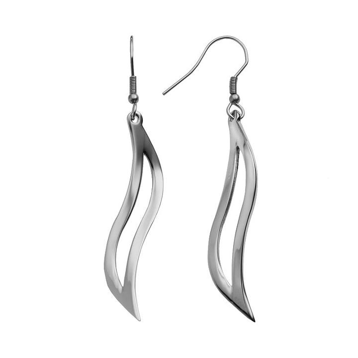 Steel City Stainless Steel Swirl Drop Earrings, Women's, Grey