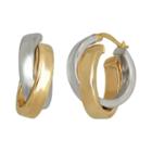 Everlasting Gold 14k Gold Two Tone Crisscross Hoop Earrings, Women's, Multicolor