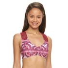 Mix And Match Medallion Racerback Bralette Swim Top, Size: Medium, Brt Pink
