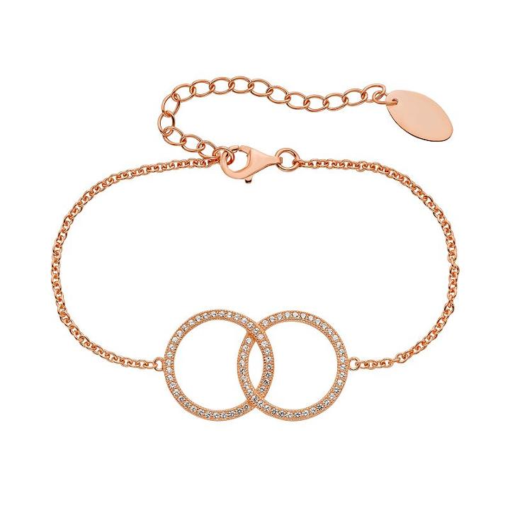 Lab-created White Sapphire 14k Gold Over Silver Interlocking Circle Bracelet, Women's, Size: 6, Pink