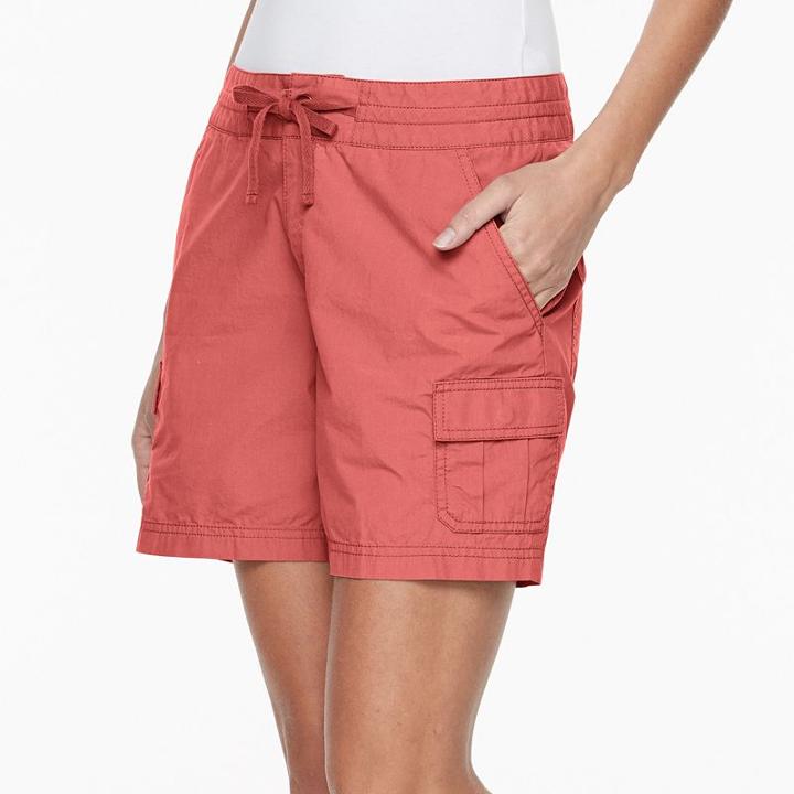 Women's Columbia Green Meadows Cargo Poplin Shorts, Size: 14, Red Other