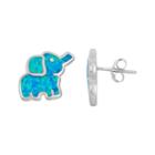 Lab-created Opal Sterling Silver Elephant Stud Earrings, Women's