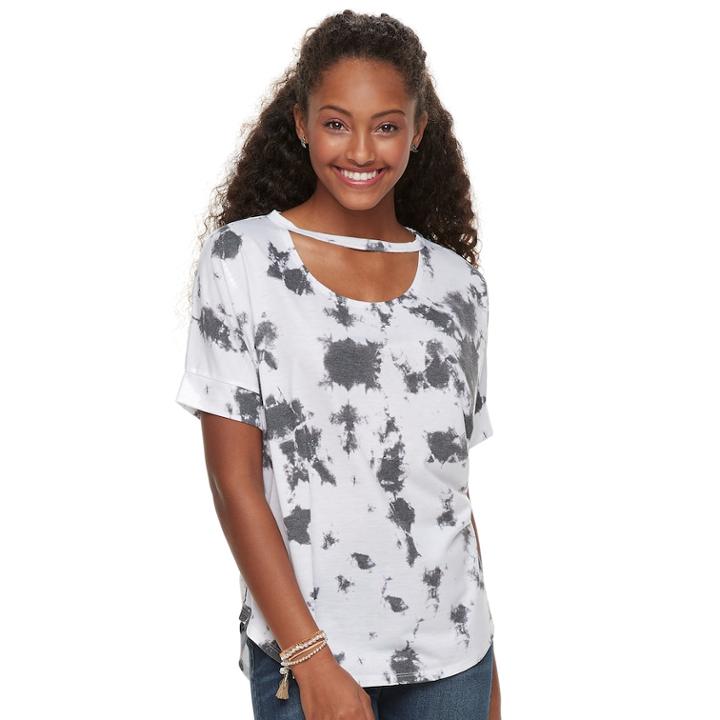 Juniors' Grayson Threads Cutout Tee, Teens, Size: Medium, White