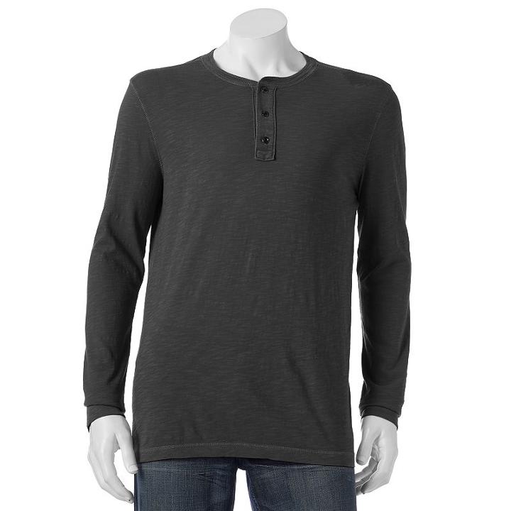 Men's Sonoma Goods For Life&trade; Classic-fit Garment-dyed Slubbed Henley, Size: Medium, Grey