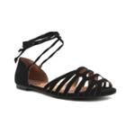 Qupid Palmer Women's Lace-up Ballet Flats, Girl's, Size: 8, Black