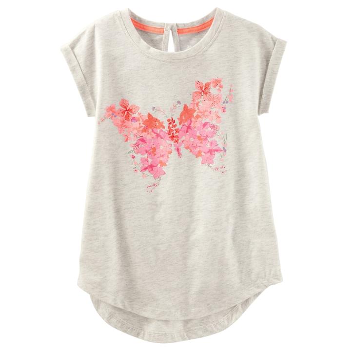 Girls 4-12 Oshkosh B'gosh&reg; Butterfly Graphic Tunic Top, Size: 4-5, Light Grey