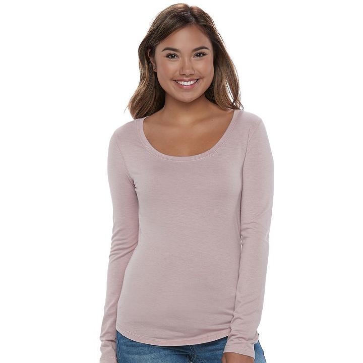 Juniors' Mudd&reg; Scoopneck Tee, Teens, Size: Medium, Light Pink