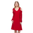 Women's Nina Leonard Cold-shoulder Swing Dress, Size: Small, Red
