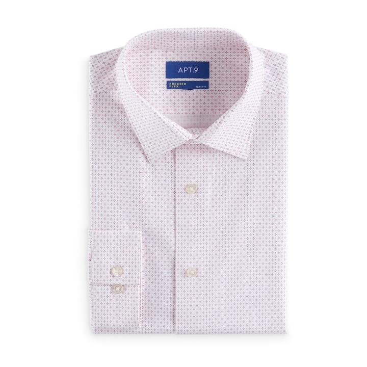 Men's Apt. 9® Slim-fit Premier Flex Collar Stretch Dress Shirt, Size: 15-32/33, Pink