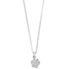 Pet Friends Simulated Crystal Paw Pendant Necklace, Women's, Silver