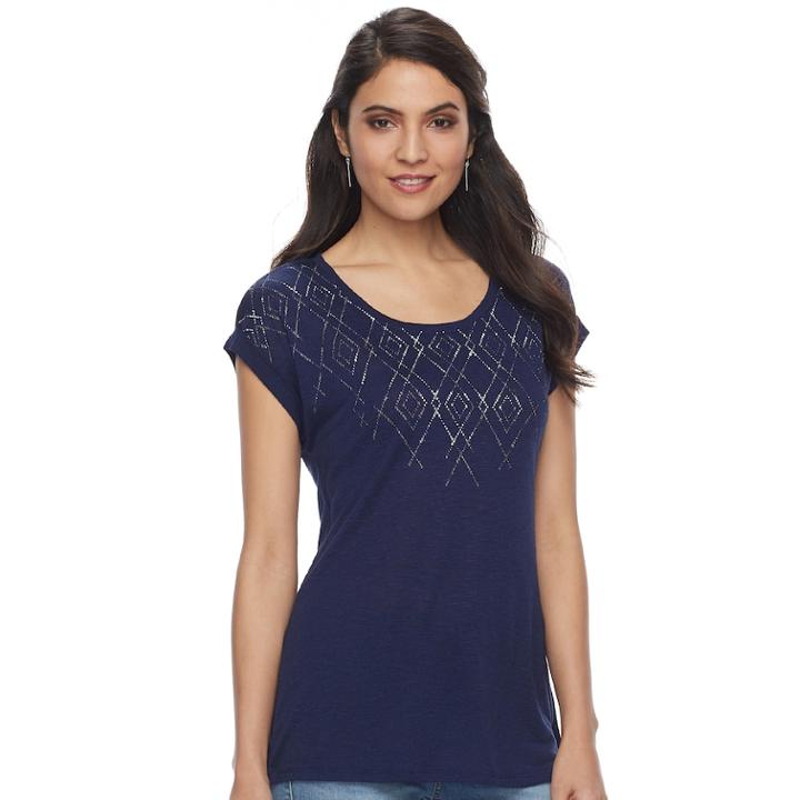 Women's Apt. 9&reg; Scoopneck Tee, Size: Large, Dark Blue