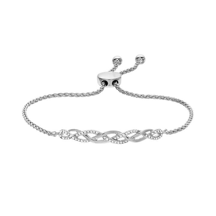Sterling Silver 1/5 Carat T.w. Diamond Bolo Bracelet, Women's, White