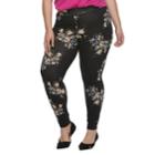 Plus Size Utopia By Hue Fused Floral Print Jean Leggings, Women's, Size: 2xl, Black
