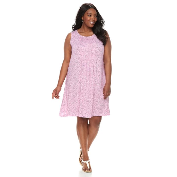 Plus Size Croft & Barrow&reg; Pintuck Sleeveless Dress, Women's, Size: 1xl, Med Pink