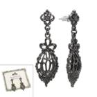 Downton Abbey Jet Filigree Bow Drop Earrings, Women's, Black
