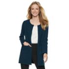 Women's Elle&trade; Textured Open-front Cardigan, Size: Large, Dark Blue