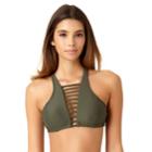 Juniors' California Sunshine Strappy High-neck Bikini Top, Women's, Size: Xl, Dark Green