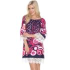Women's White Mark Scroll Off-the-shoulder Dress, Size: Medium, Blue (navy)