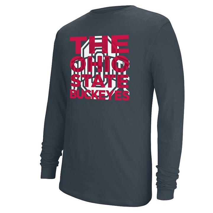 Men's Ohio State Buckeyes Block Long-sleeve Tee, Size: Xxl, Grey (charcoal)