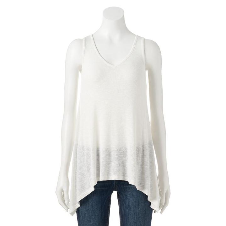 Juniors' Pink Republic Sharkbite V-neck Tank, Girl's, Size: Large, Natural
