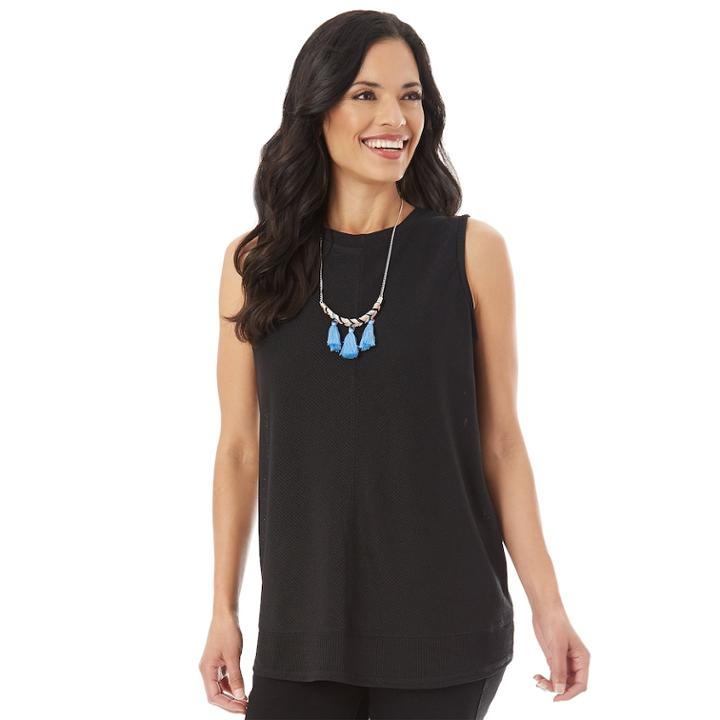 Women's Apt. 9&reg; Ribbed Swing Tank, Size: Medium, Black