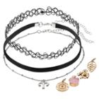 Mudd&reg; Aries, Elephant & Leaf Interchangeable Charm Choker Necklace Set, Women's, Black