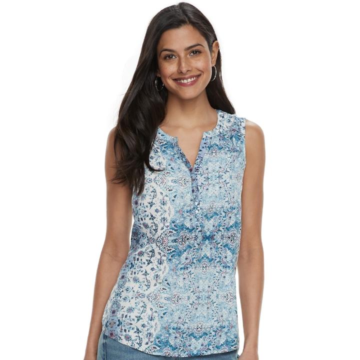 Women's Sonoma Goods For Life&trade; Printed Tank, Size: Xxl, Light Blue