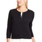 Petite Chaps Button-front Cardigan, Women's, Size: M Petite, Black