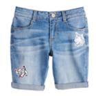 Girls 7-16 So&reg; Cuffed Bermuda Jean Shorts, Size: 14, Med Blue
