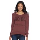 Juniors' Ac/dc Graphic Fleece Sweatshirt, Girl's, Size: Medium, Dark Red