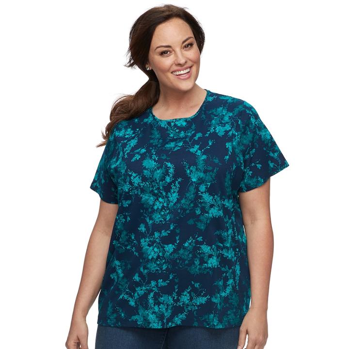 Plus Size Croft & Barrow&reg; Essential Crewneck Tee, Women's, Size: 3xl, Med Blue