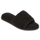 Women's Dearfoams Microfiber Terry Quilted Slide Slippers, Size: Small, Black