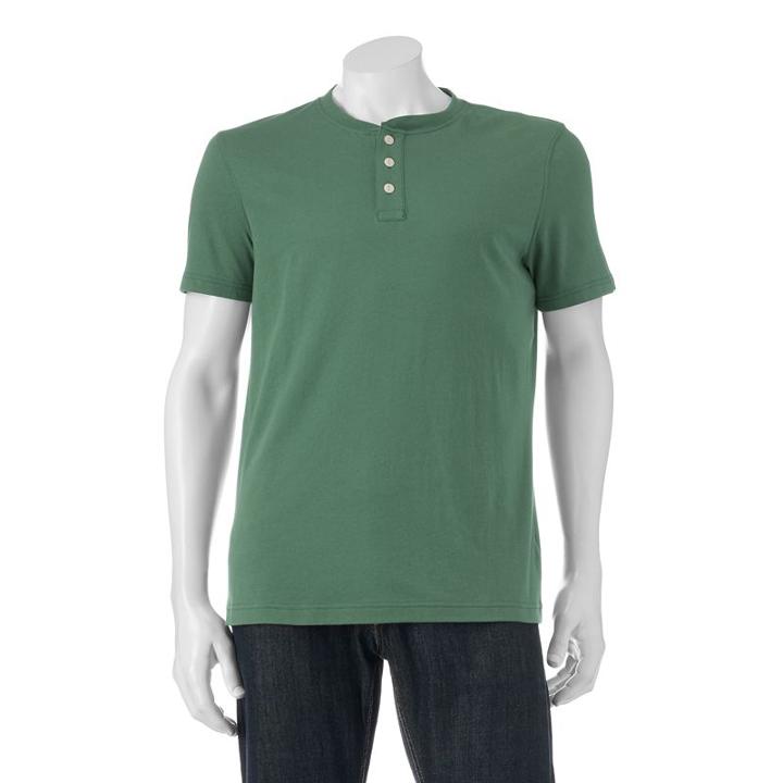 Men's Sonoma Goods For Life&trade; Everyday Henley, Size: Medium, Med Green