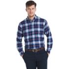 Men's Izod Regular-fit Plaid Flannel Easy-care Button-down Shirt, Size: Large, Dark Blue