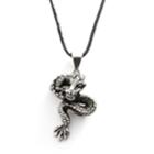Stainless Steel And Leather Dragon Pendant - Men, Grey