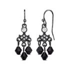 1928 Black Beaded Nickel Free Chandelier Earrings, Women's