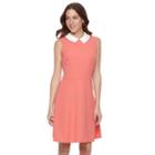 Women's Sharagano Peter Pan Collar Fit & Flare Dress, Size: 12, Dark Pink