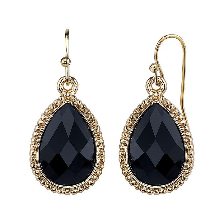 1928 Faceted Teardrop Earrings, Women's, Black