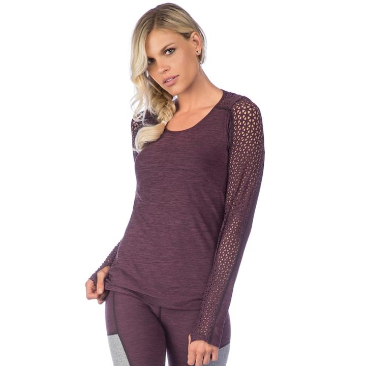 Women's Pl Movement By Pink Lotus Active Open Back Long Sleeve Top, Size: Large, Lt Purple
