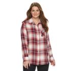 Juniors' Plus Size Mudd&reg; Pocket Plaid Flannel Shirt, Girl's, Size: 3xl, Purple