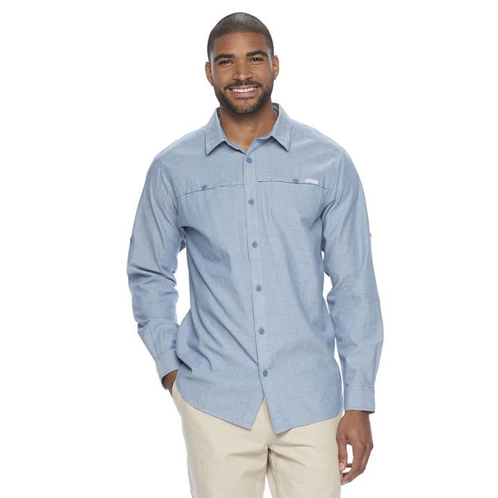 Men's Columbia Battle Mountain Classic-fit Roll-tab Button-down Shirt, Size: Xl, Blue (navy)