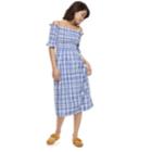 K/lab Plaid Smocked Off-the-shoulder Bardot Midi Dress, Teens, Size: Medium, Light Blue