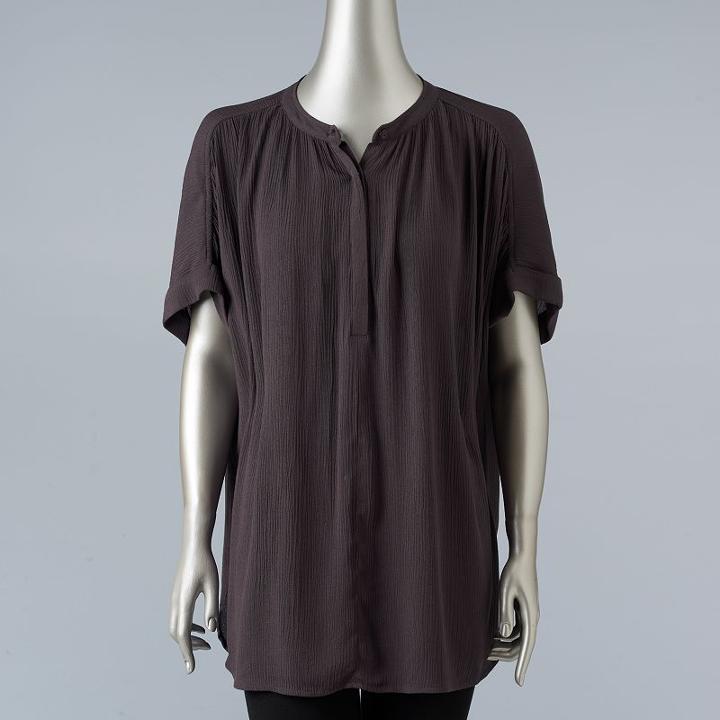 Women's Simply Vera Vera Wang Simply Separates Crinkle Top, Size: Xs, Grey