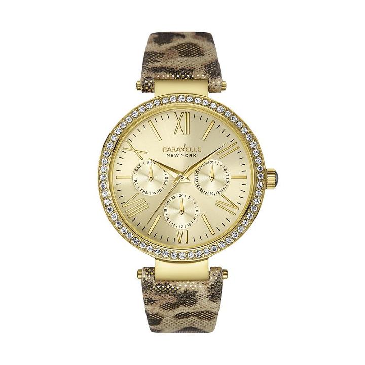 Caravelle New York By Bulova Women's Crystal Leather Watch - 44n103, Multicolor