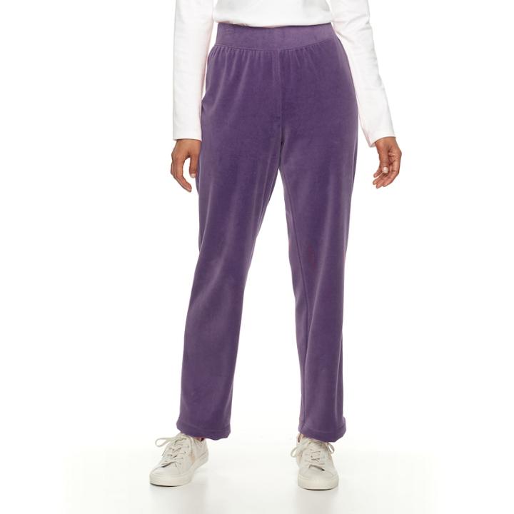 Women's Croft & Barrow&reg; Pull-on Velour Pant, Size: Large, Drk Purple
