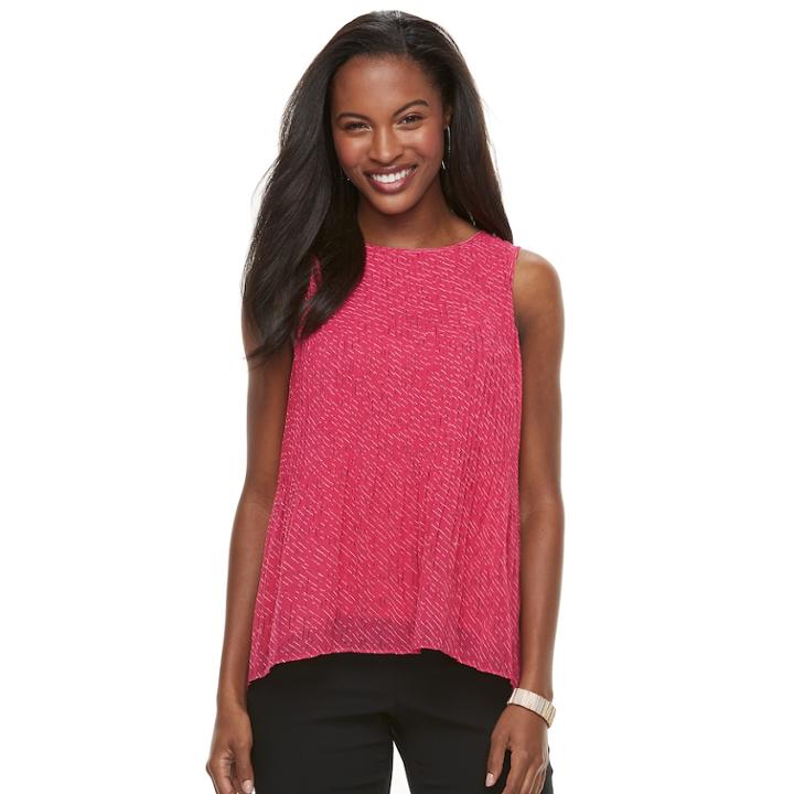 Women's Apt. 9&reg; Pleated Chiffon Tank, Size: Medium, Med Pink