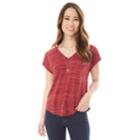 Juniors' Iz Byer Ruched Back Striped Tee With Necklace, Teens, Size: Xs, Purple