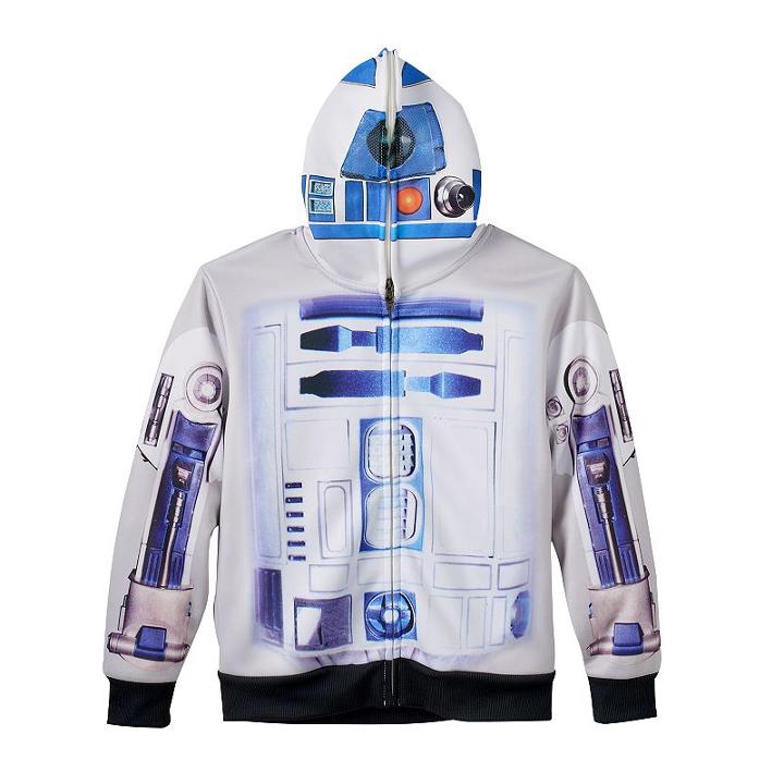 Boys 8-20 Star Wars: Episode Vii The Force Awakens R2-d2 Costume Full-zip Hoodie, Size: Medium, White