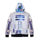 Boys 8-20 Star Wars: Episode Vii The Force Awakens R2-d2 Costume Full-zip Hoodie, Size: Medium, White